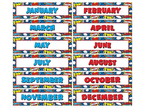 Superhero Months Of The Year Bulletin Board Set At Lakeshore Learning