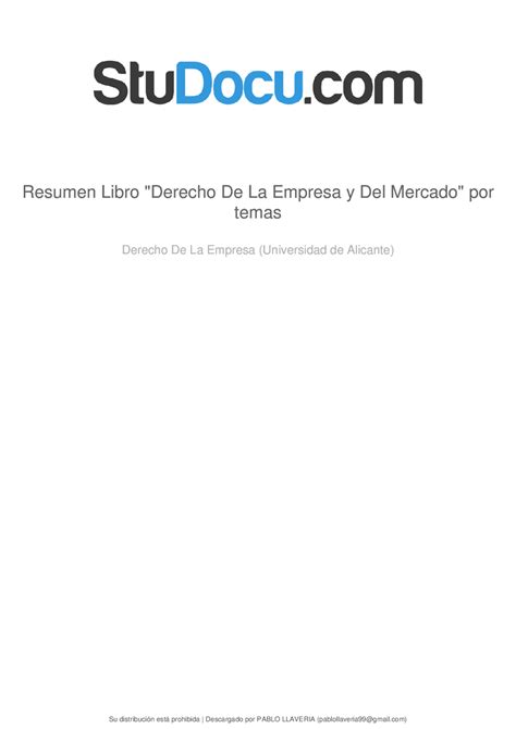 Manual De Derecho De La Empresa Primero Ade Ejercicios De Derecho Empresarial Y Laboral Docsity