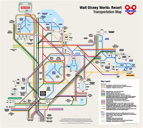 Walt Disney World Transportation Map in Metro Style