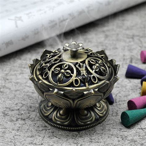 Lotus Flower Incense Burner Zinc Alloy Lotus Flower Censer Holder