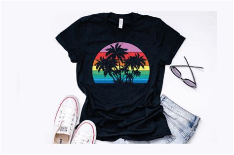 Retro Palm Trees Sunset Design Graphic by Naznin sultana jui · Creative Fabrica