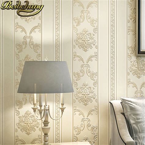 Beibehang European Style 3D Relief Damascus Non Woven Wallpaper Bedroom