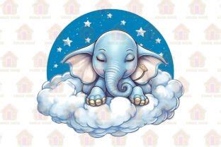 Cute Elephant On Cloud Sublimation Graphic By Kookie House Creative