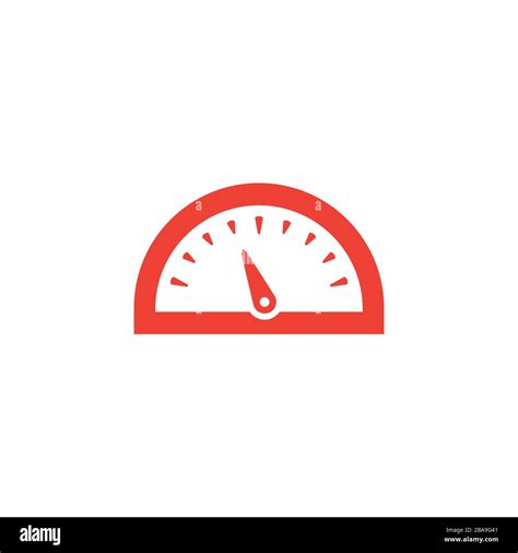 Speedometer Red Icon On White Background Red Flat Style Vector