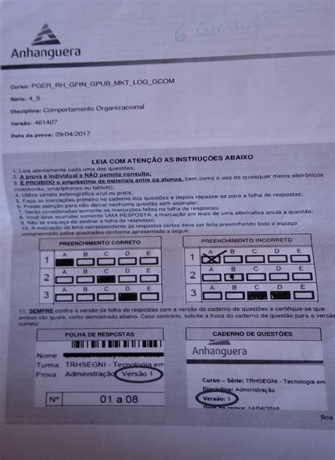 Prova Comportamento Organizacional Vers O Comportamento