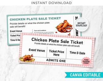 Chicken Plate Sale Ticket Chicken Plate Sale Fundraiser Ticket