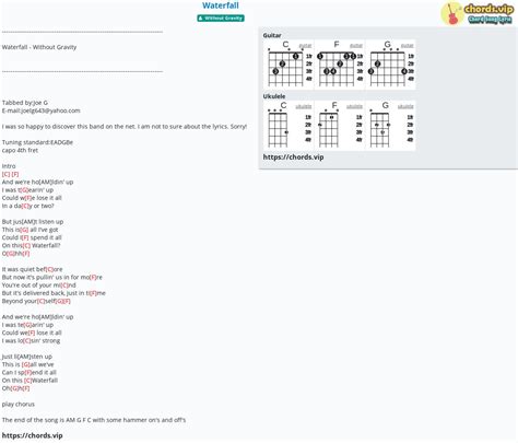 Chord: Waterfall - Without Gravity - tab, song lyric, sheet, guitar, ukulele | chords.vip