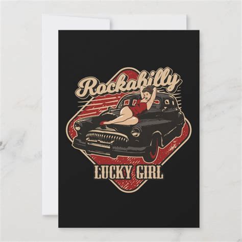 Classic Car Rockabilly Hot Rod PinUp Girl Invitation Zazzle