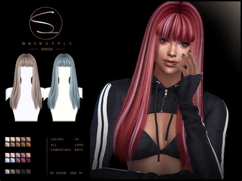 The Sims Resource Long Straight Hair With Bangs Kelly By S Club