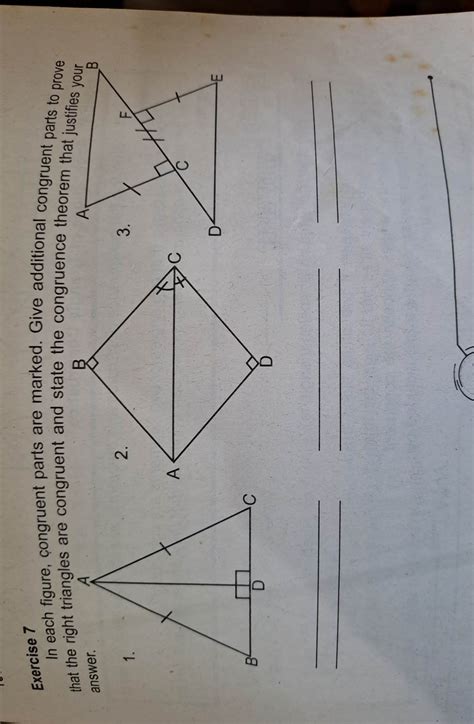 SOLVED Exercise 7 In Each Figure Congruent Parts Are Marked Give