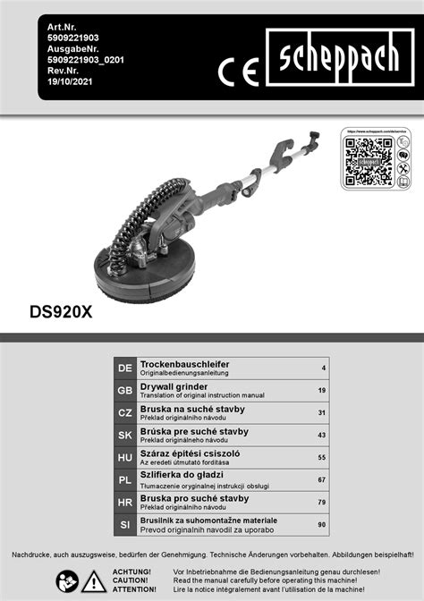 Scheppach Ds X Translation Of Original Instruction Manual Pdf