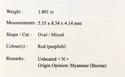 Certified Unheated Ruby Ct Oval Cut Natural Burmese Red Ruby Em