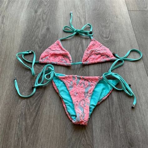 Beach Bunny Swim Beach Bunny Swmwear Barbie Pink Lace Bikini Small Poshmark