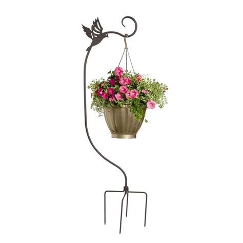 Panacea Hummingbird Shepherd Hook In Black For Garden Decor