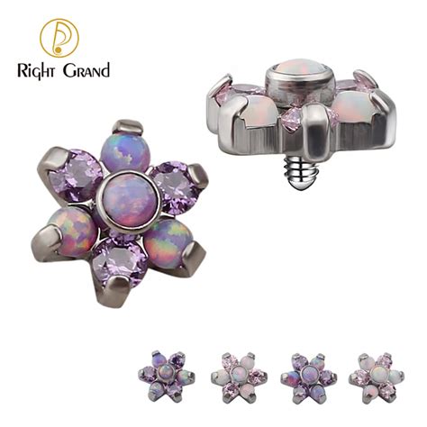 Right Grand Implant Grade Astm F Titanium G Opal Zircon Flower