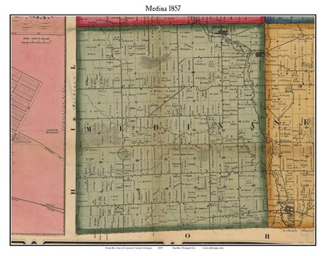 Medina Old Town Map With Homeowner Names Michigan Etsy