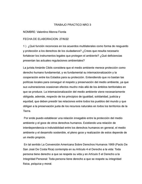 Tp Nro Derecho Ambiental Trabajo Practico Nro Nombre Valentino