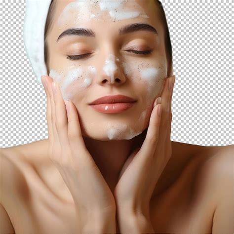 Premium Psd A Woman With A White Face Mask On Her Face