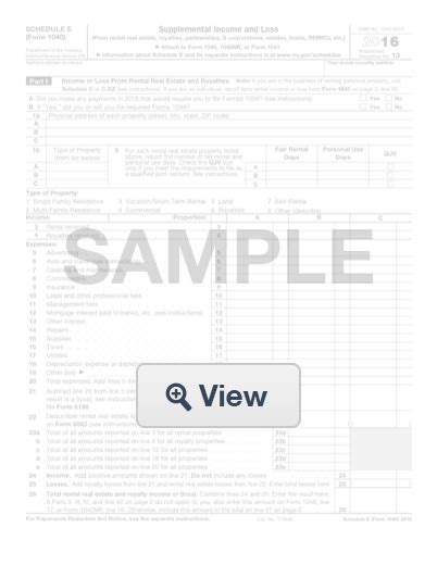 Schedule E Tax Form Free Printable