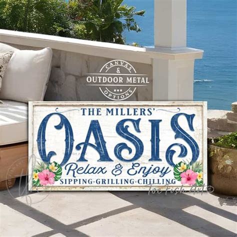 Custom Oasis Sign In Canvas Or Outdoor Metal ToeFishArt