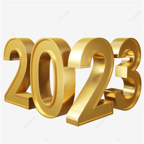 New Year Golden Steel Number Isolated On Transparent Background D