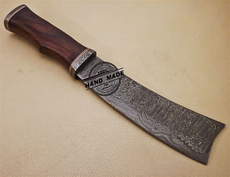 Damascus Cleaver Butchers Knife Custom Handmade Damascus Steel