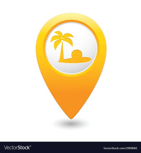 Beach Icon On Map Pointer Yellow Royalty Free Vector Image