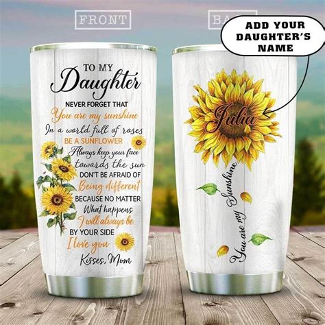 To My Daughter Sunflowers Personalized Tumbler Teeuni