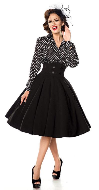 Tellerrock mit Knöpfen schwarz Röcke Club Hot Fashion Odretto Highheels