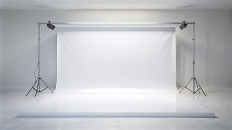 Empty White Studio Background Design For Displaying Product Premium