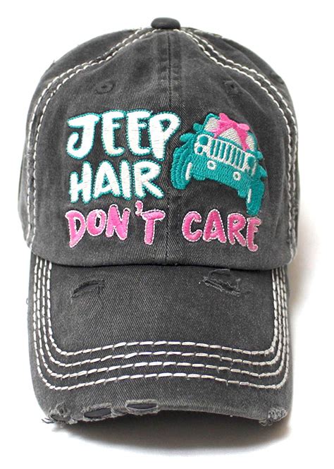 Ladies Bow Tie Jeep Hair Don T Care Monogram Cheer Baseball Hat Charc Caps N Vintage