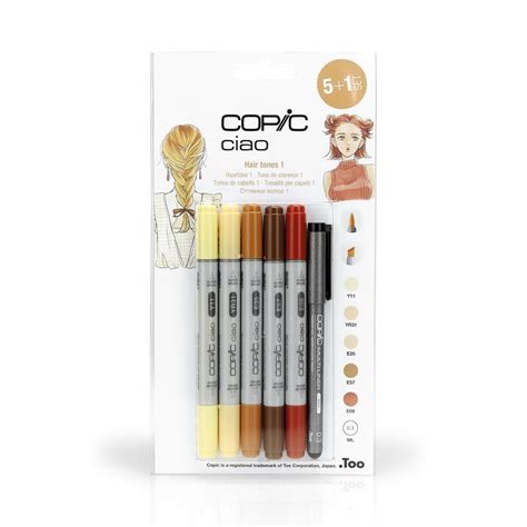 5 Feutres à alcool 1 multiliner Copic Ciao tons de cheveux n1