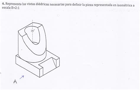 Dibujo técnico arriba 2DT EVAU PIEZA VII de isométrica a vistas