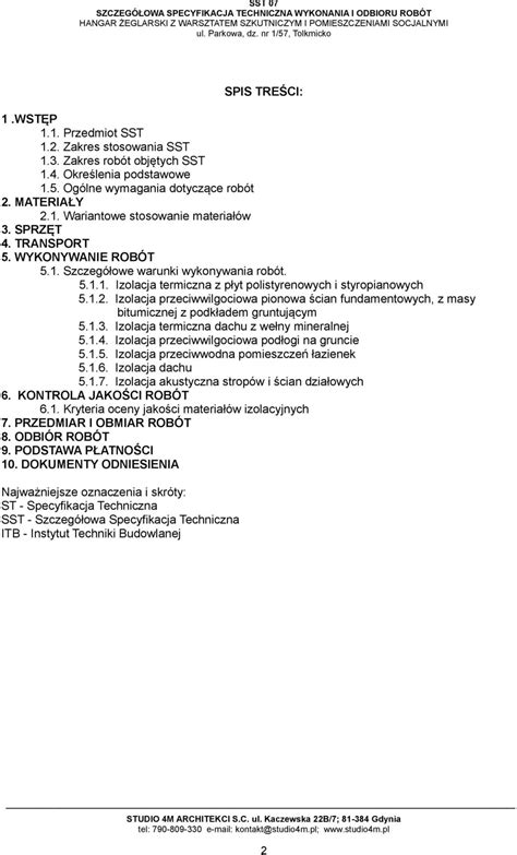 SST 07 Szczegółowa Specyfikacja Techniczna Wykonania i Odbioru Robót