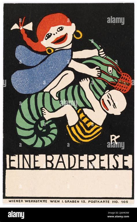 Postcard of the Wiener Werkstätte No 105 A bathing trip Rudolf