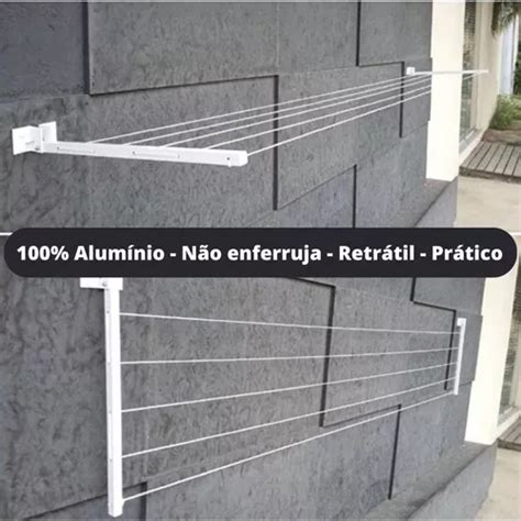 Varal Retratil Parede Muro 30kg Extensivel Até 4m 5 Cordas MercadoLivre