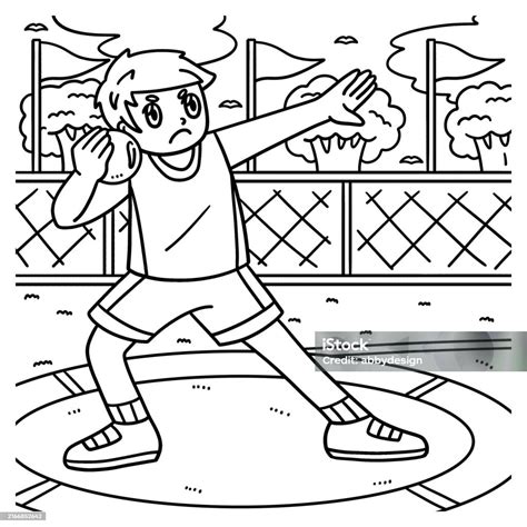 Arremesso De Peso Desenho - Vetores de Desenho De Atleta De Atletismo No Arremesso De Peso Para ...