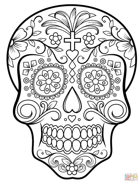 printable sugar skull coloring pages Sugar skull coloring page | Free