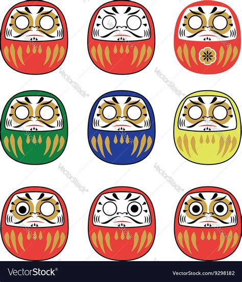 Set Of Japanese Daruma Dolls Royalty Free Vector Image