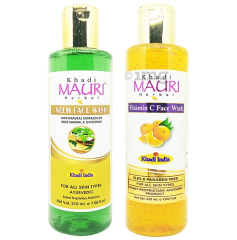 Khadi Mauri Herbal Combo Pack Of Neem And Vitamin C Face Wash 210ml Each