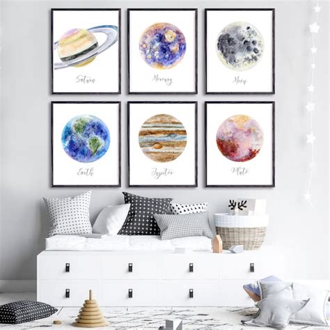 Space Print Set of 6 Outer Space Decor Solar System Prints | Etsy