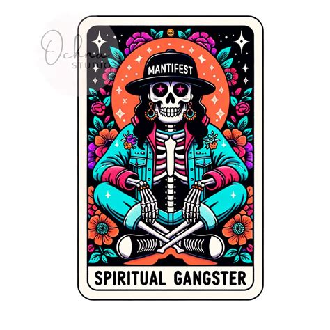 The Spiritual Gangster Funny Tarot Card Png Sarcastic Sweary Skeleton