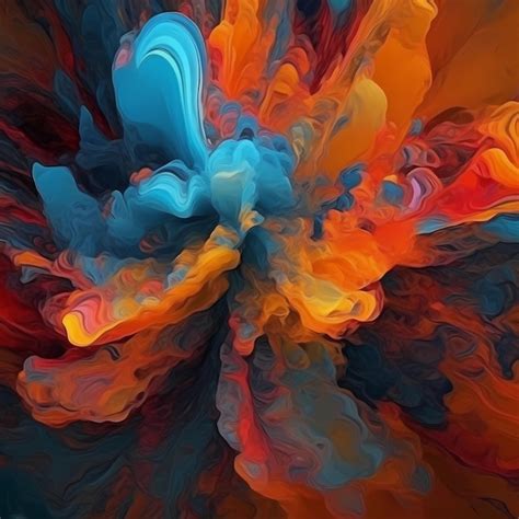 Una Pintura Abstracta Colorida Con Un Fondo Azul Y Un Fondo Rojo