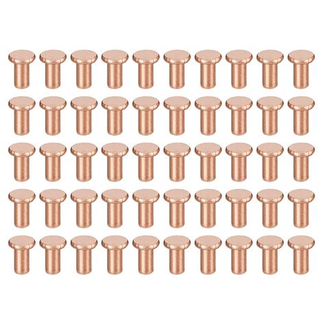 Uxcell 200pack 564 X 532 Flat Head Copper Solid Rivets Fasteners