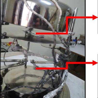 The inside of the thermal evaporation system with the different parts ...