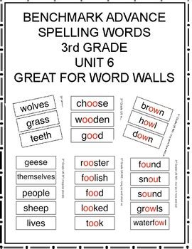 Benchmark Advance 3rd Grade Spelling Words UNIT 6 By Lisa Bennett