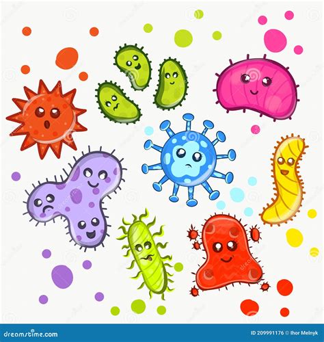 Conjunto De Bacterias De Dibujos Animados Ilustración Del Vector