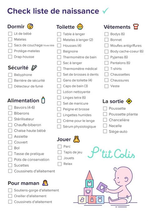 La check list idéale pour liste de naissance P tit Colis