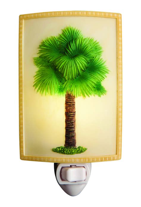 Elegant Fan Palm Tree Night Light Coastal Beauty Bonded Marble Mary B Decorative Art