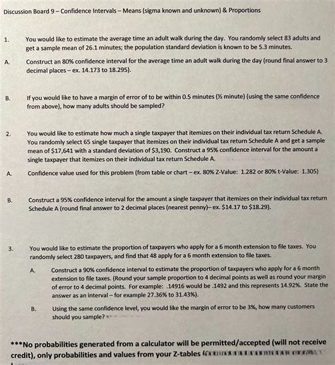Solved Discussion Board Confidence Intervals Means Chegg